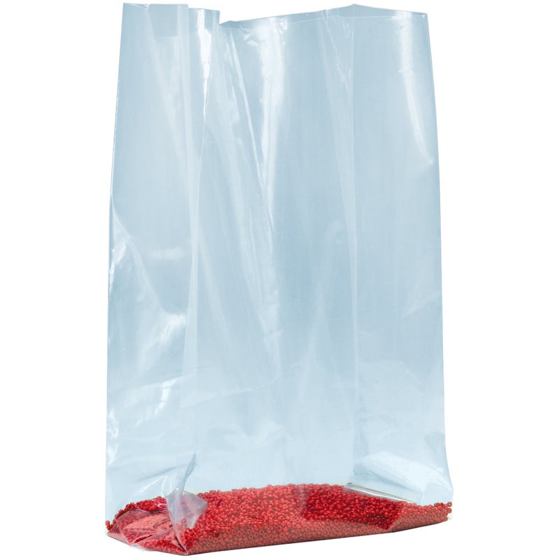 Aviditi 6"" x 4"" x 12"" Gusseted Poly Bags, 1.5 Mil, Clear Open Top with Expandable Sides for Packaging Parts, Food and Supplies, (Case of 1000) - Image 1